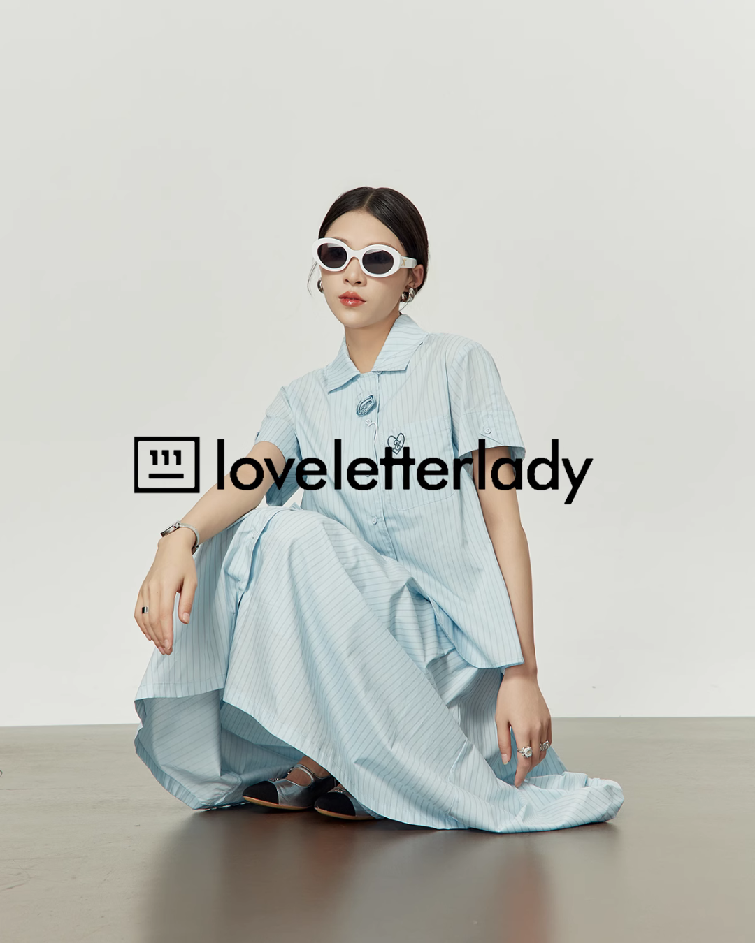 French Blue Striped Shirt / Long Skirt LLA0153