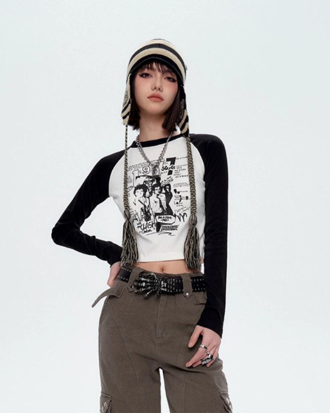 Logo Print Raglan Long T-Shirt YKH0020