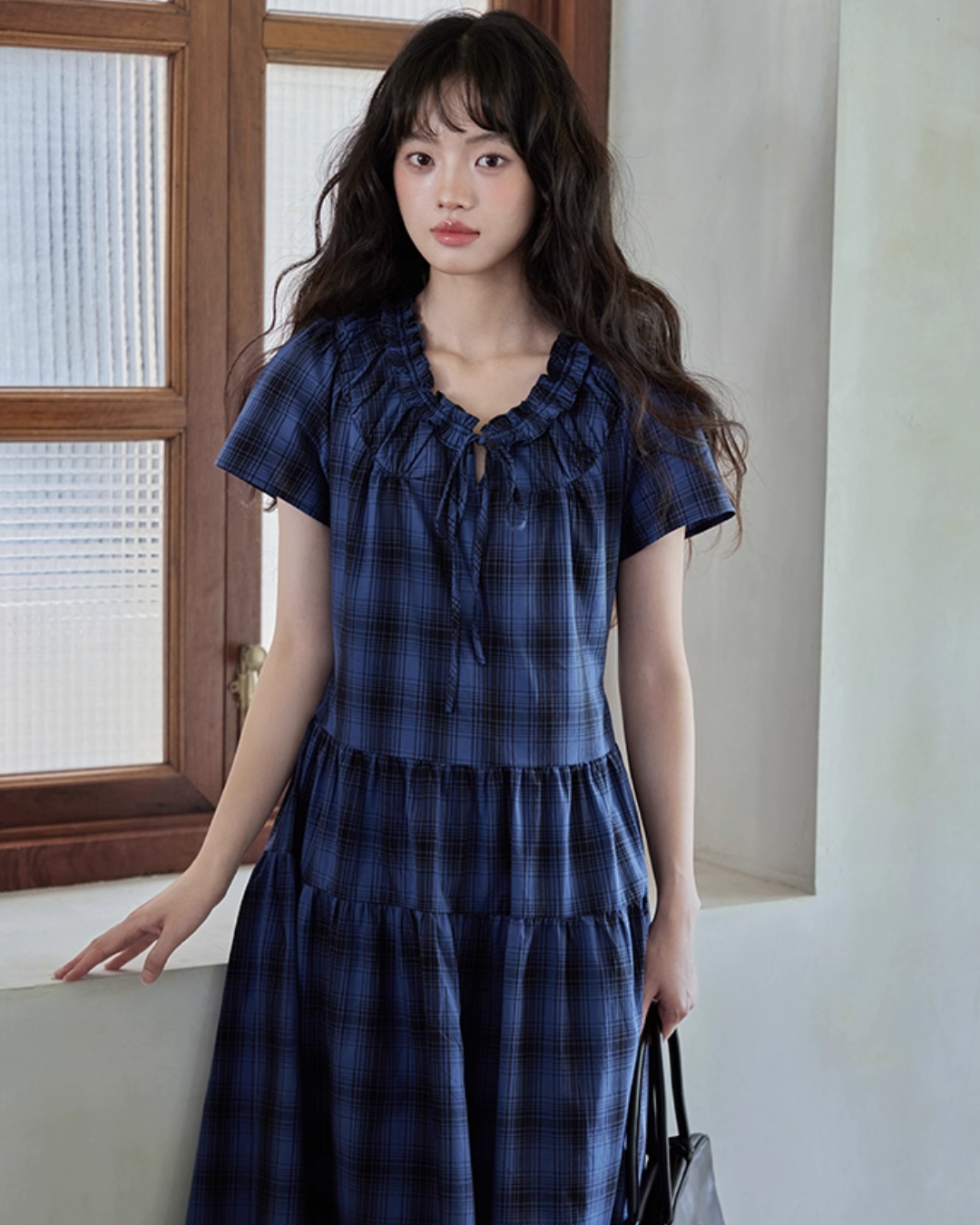 Checkered Long Flare Dress SMS0024