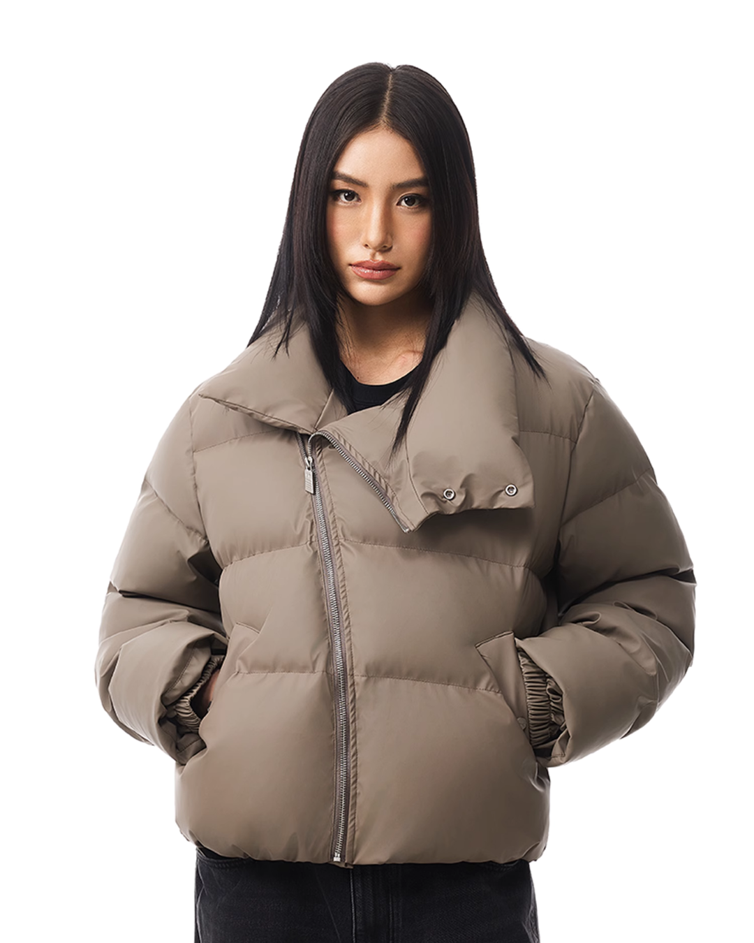 Zipper Stand Collar Short Down Jacket FDR0011