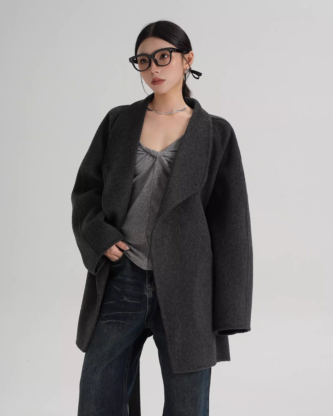 Stand Collar Mid-Length Coat SRS0355