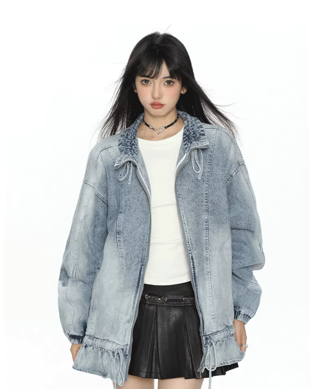 Stand Collar Flare Denim Jacket BGS0048
