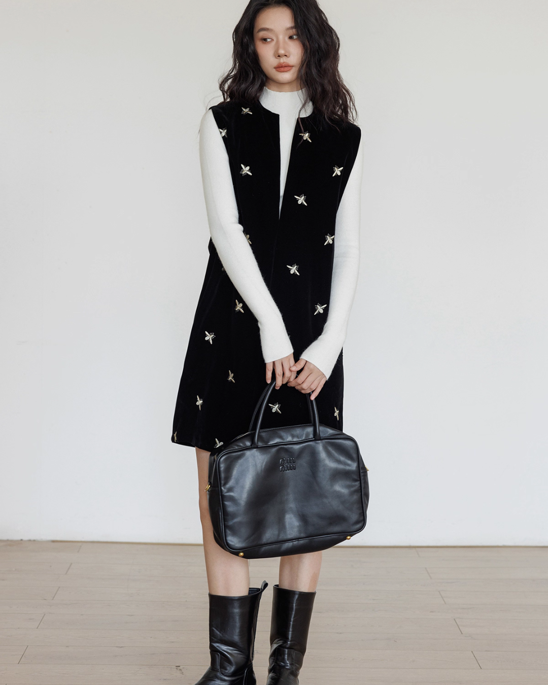 V-Neck Embroidered Vest Dress VAS0136
