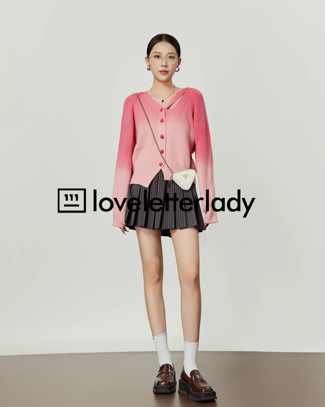 Pink Gradient Knit Cardigan LLA0417