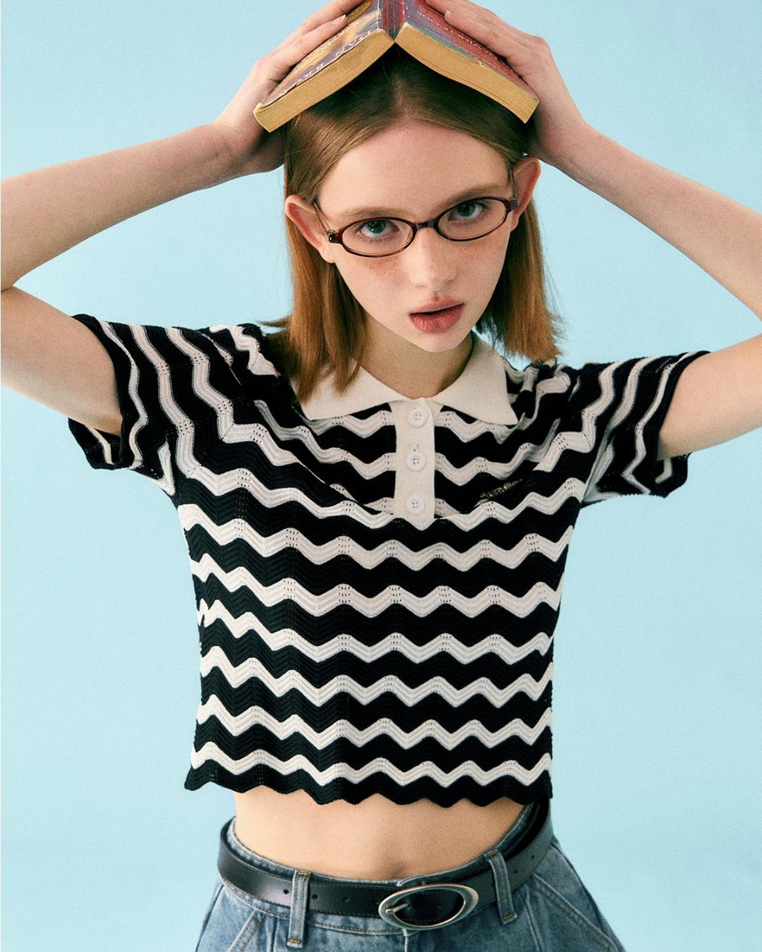 Wave Stripe Short Sleeve Knit WBL0019