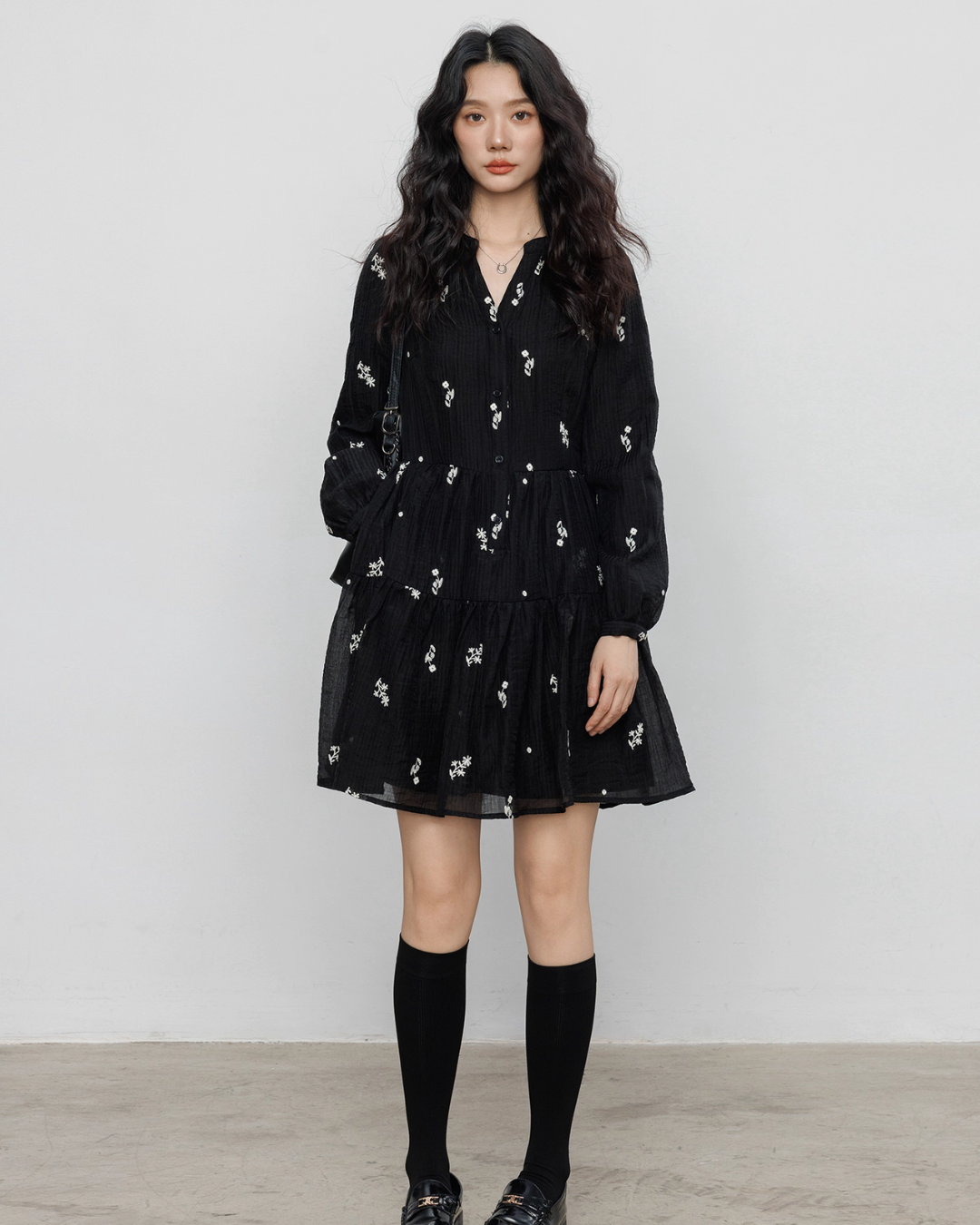 Flower Patterned Flare Dress VAS0146