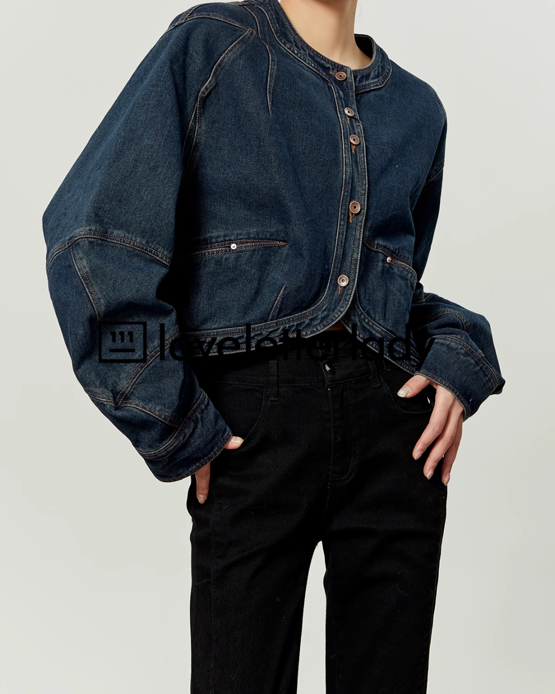 Round Neck Short Denim Jacket LLA0374