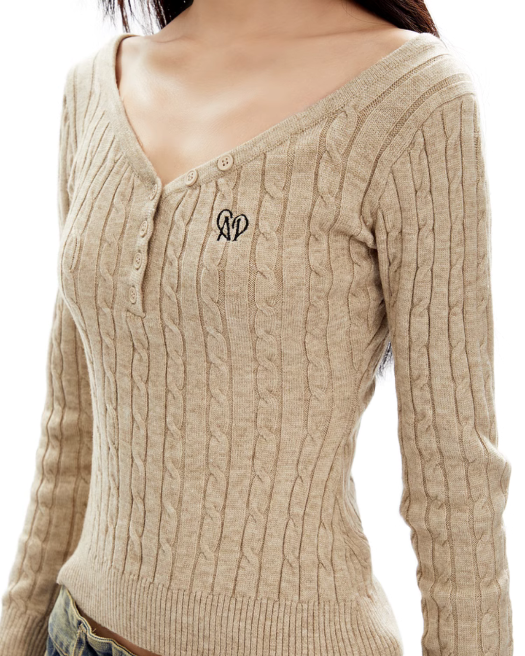 Open Neck Cable Knit APA0026