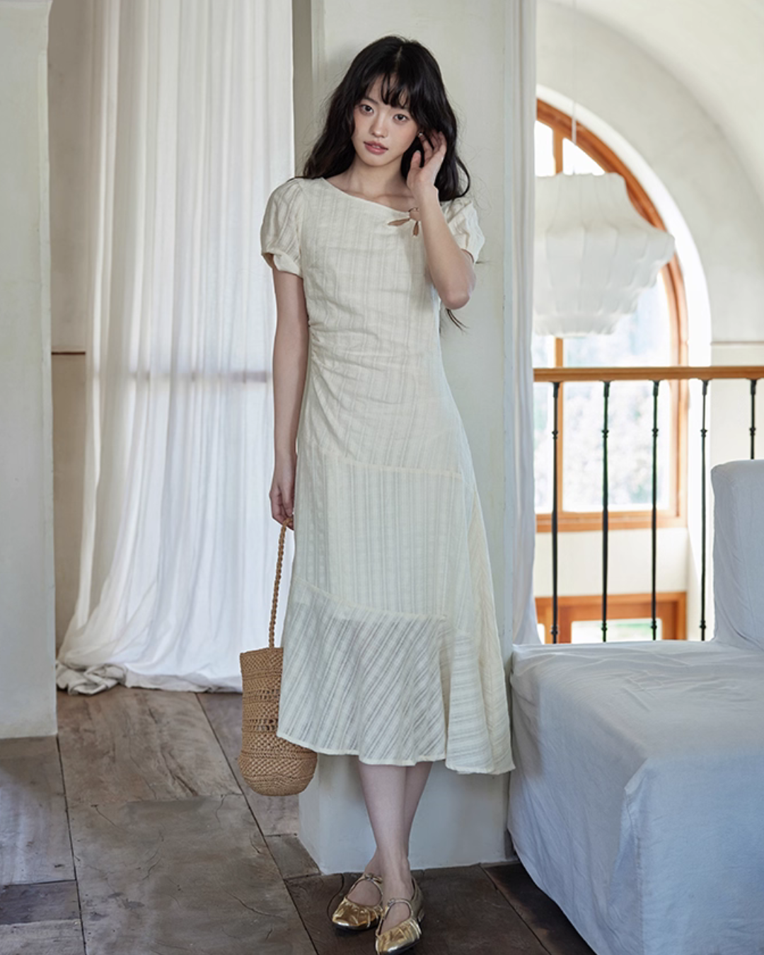Cotton Apricot Long Dress SMS0026