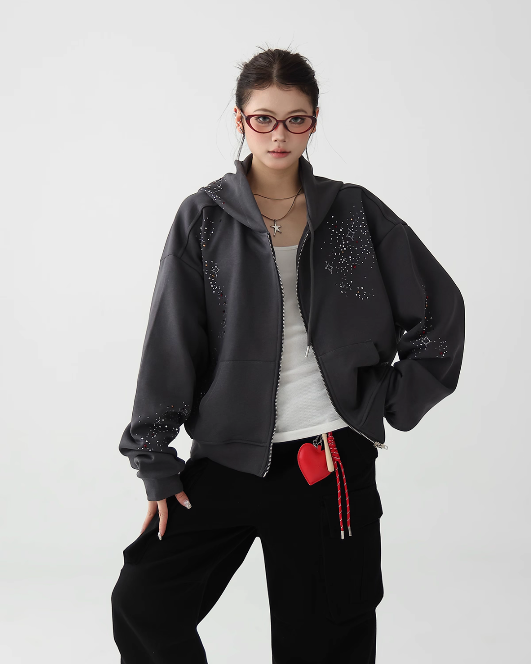 Sequin Embroidered Zip Hoodie ACS0278
