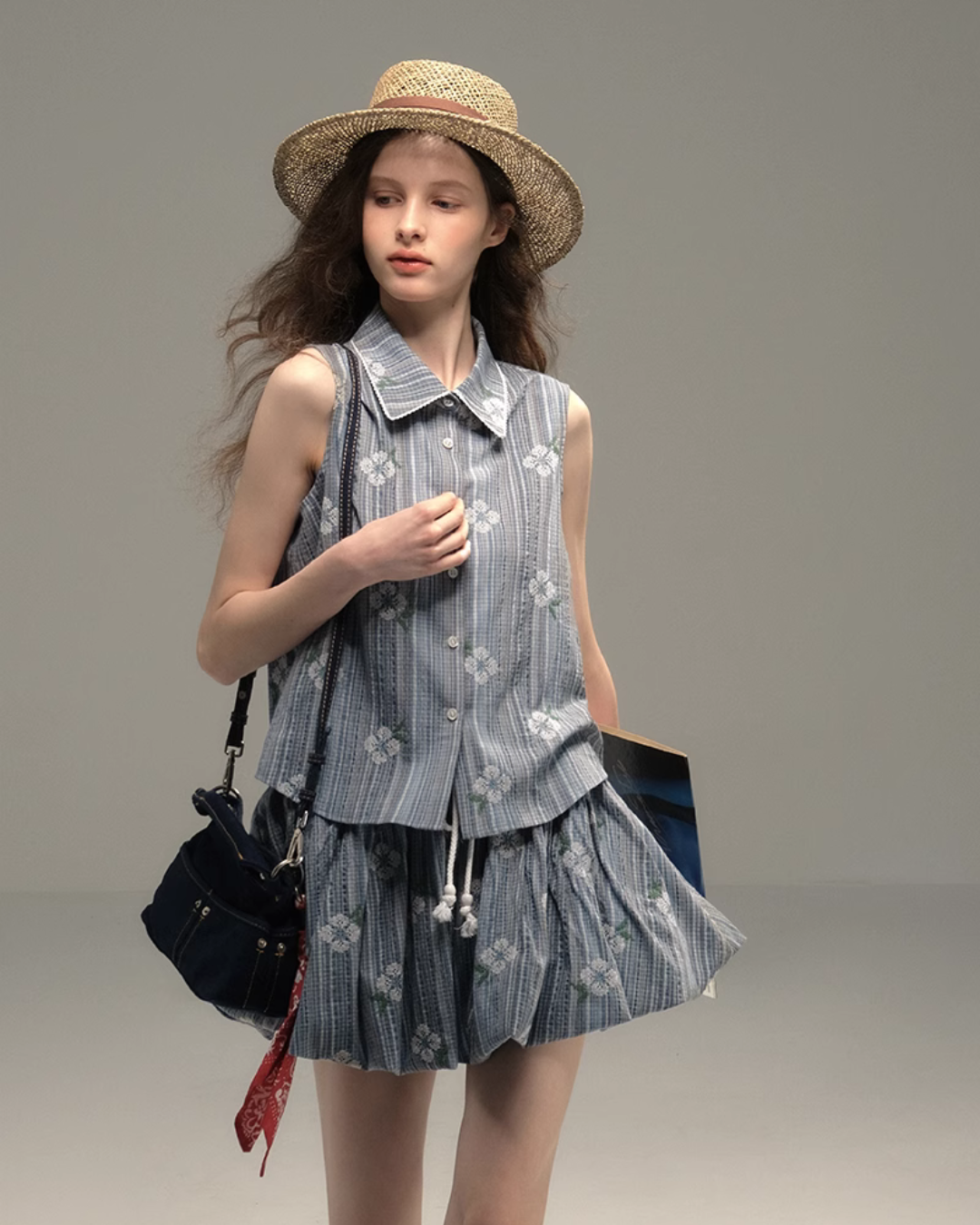 Flower Shirt Vest / Balloon Mini Pants USY0008