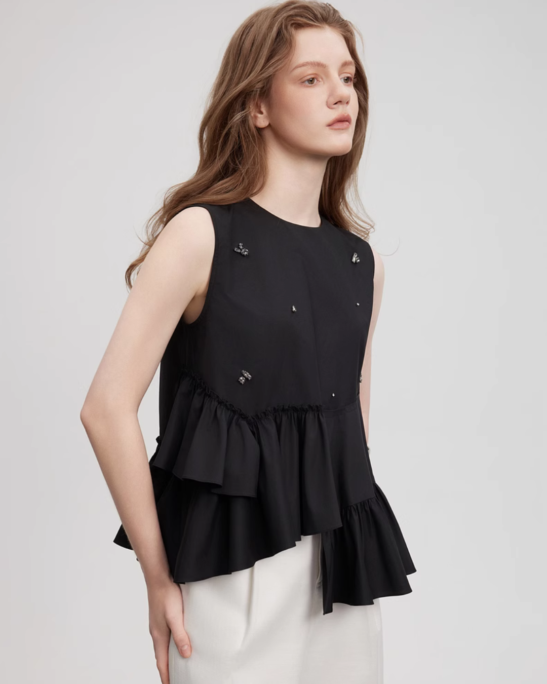 Asymmetrical Tiered Tank Top ELE0014