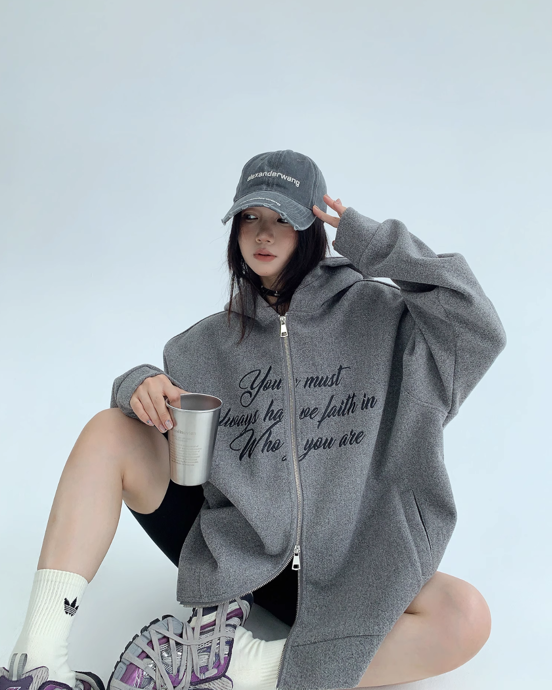 Double Zipper Logo Hoodie YLS0350