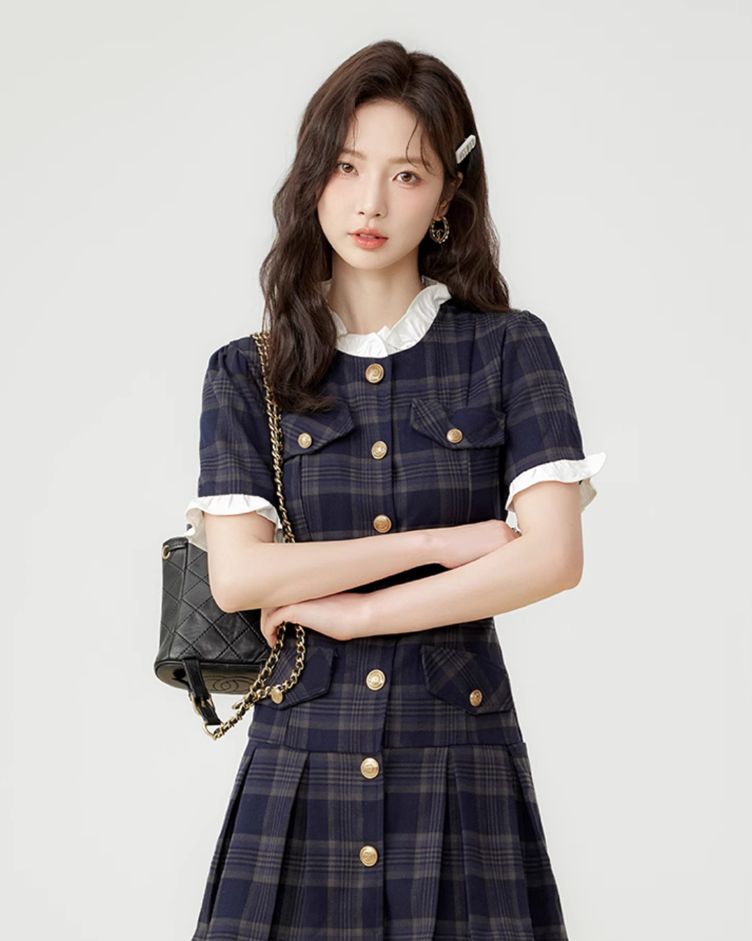 Paid Frill Mini Dress LSN0004