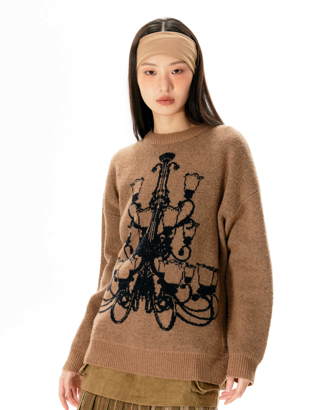 Chandelier Loose Brown Knit Tops ART0009