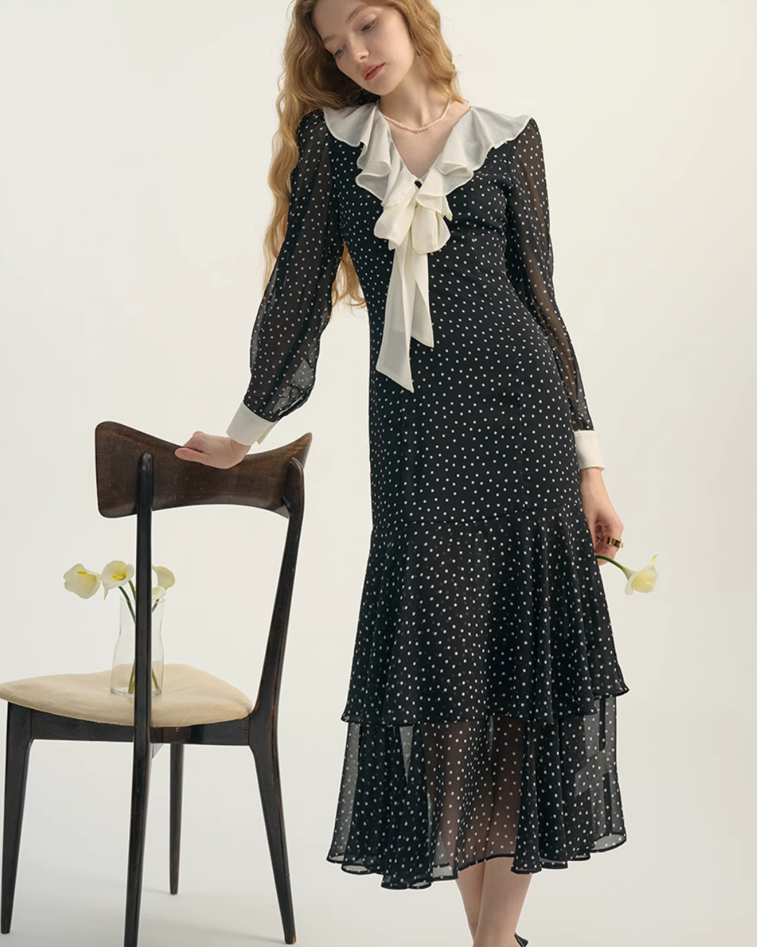 Dot Pattern Lace Dress SNT0011