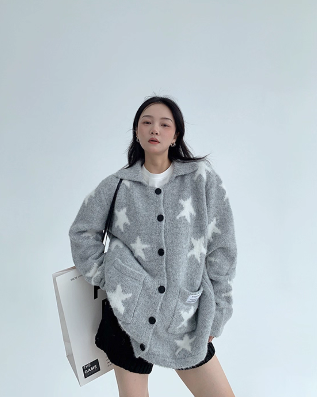 Star-Patterned Knit Cardigan YLS0952
