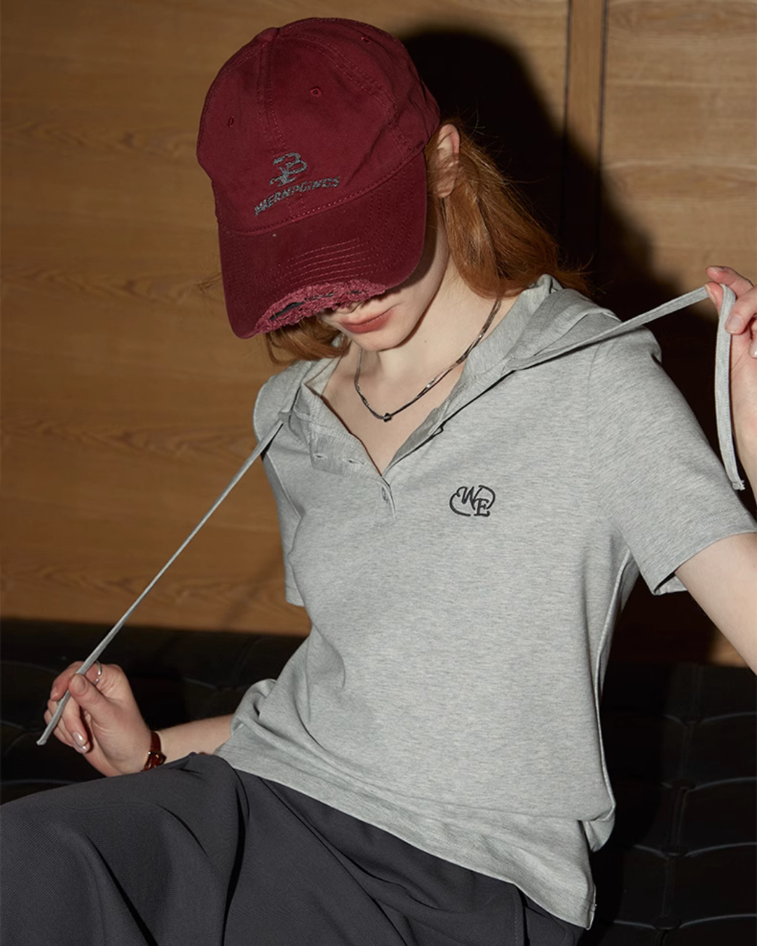 One-Point Logo Half Button Tops KMV0001