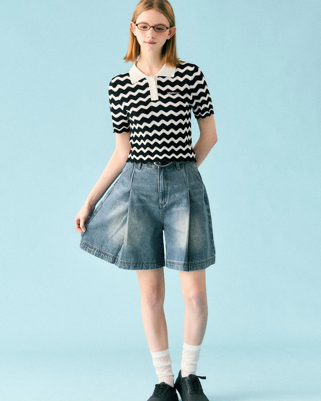 Wave Stripe Short Sleeve Knit WBL0019