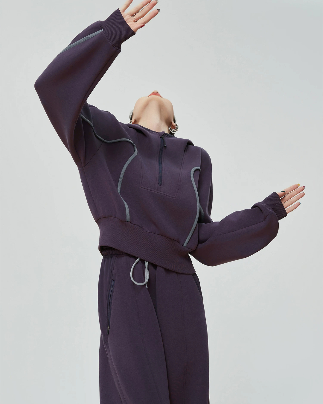 Half-Zip Sailor Collar Tops / Wide Sweatpants FER0383