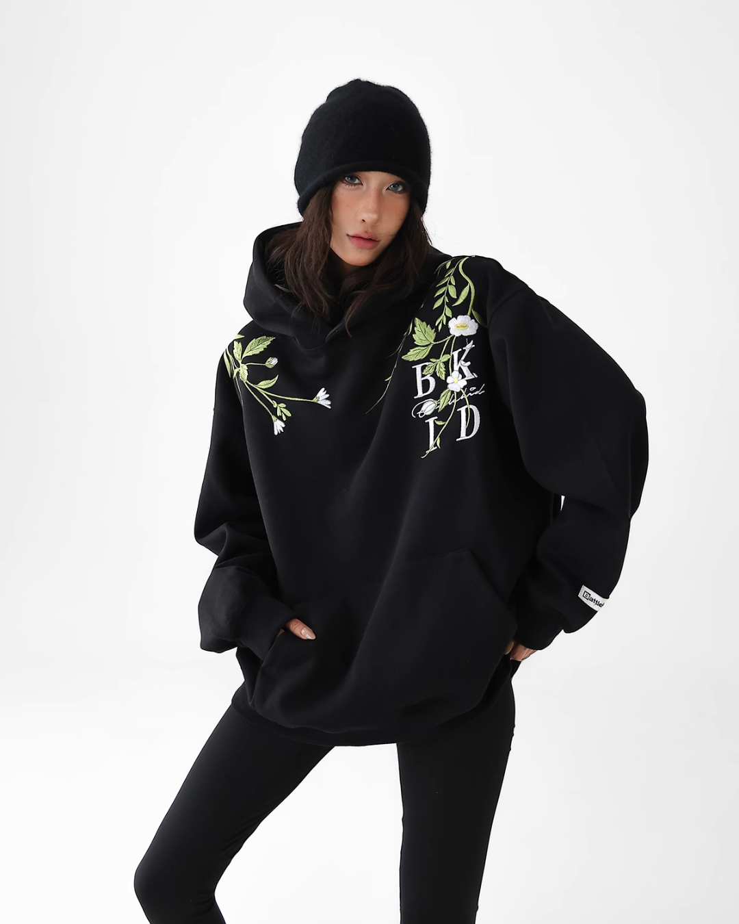 Flower Embroidery Loose Sweat Hoodie ACS0266