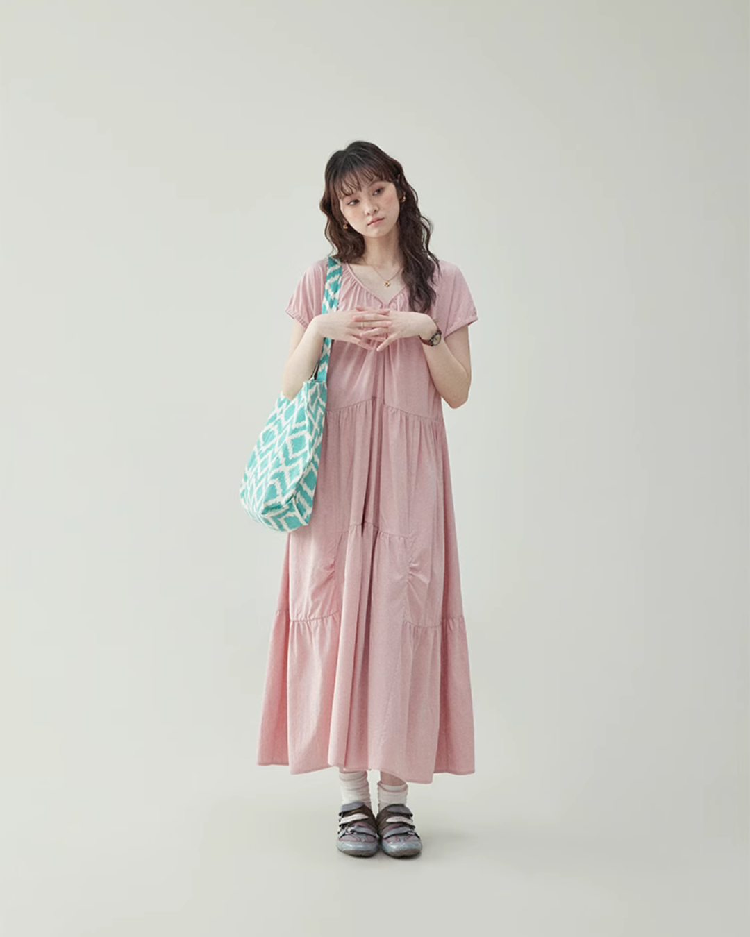 Tiered Flare Long Dress AMU0015