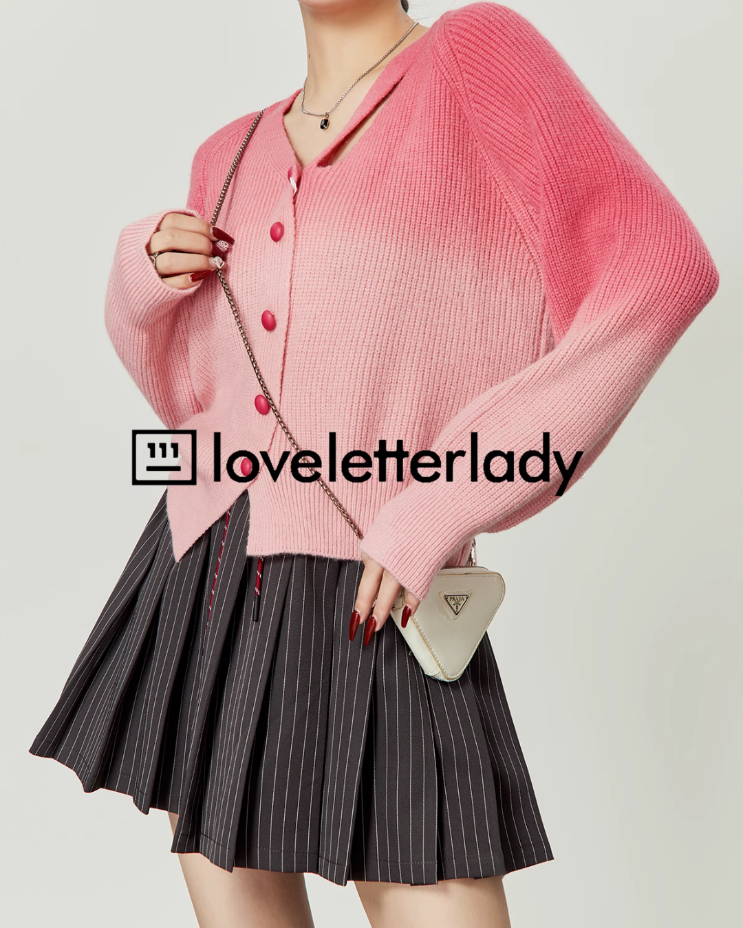 Pink Gradient Knit Cardigan LLA0417
