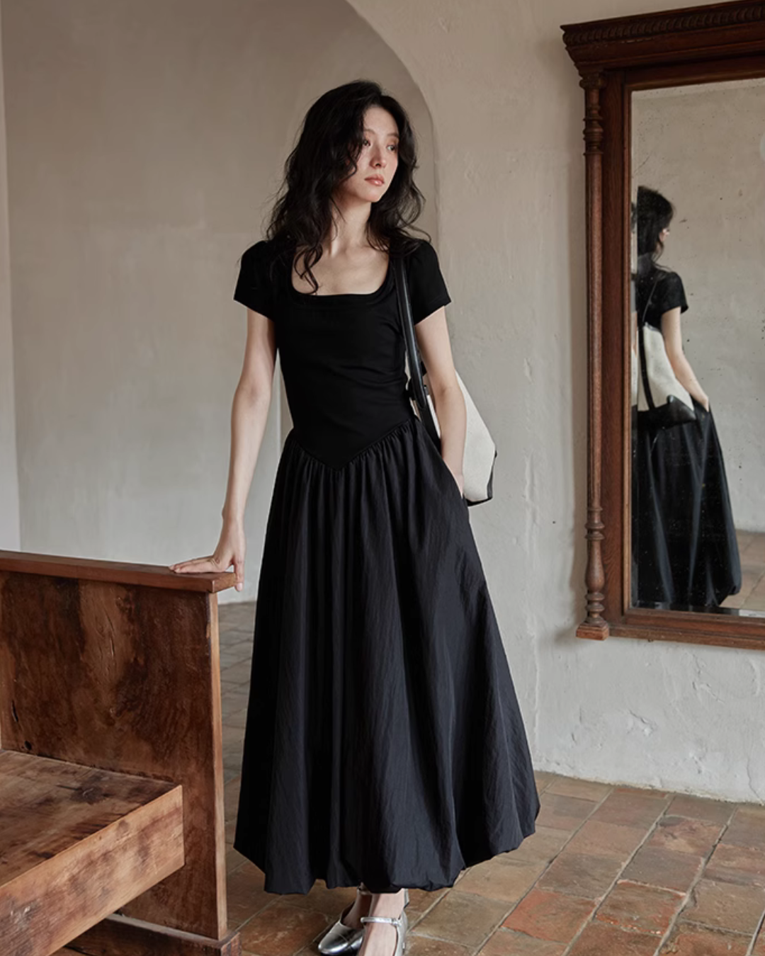 Square Neck Balloon Dress SMS0004