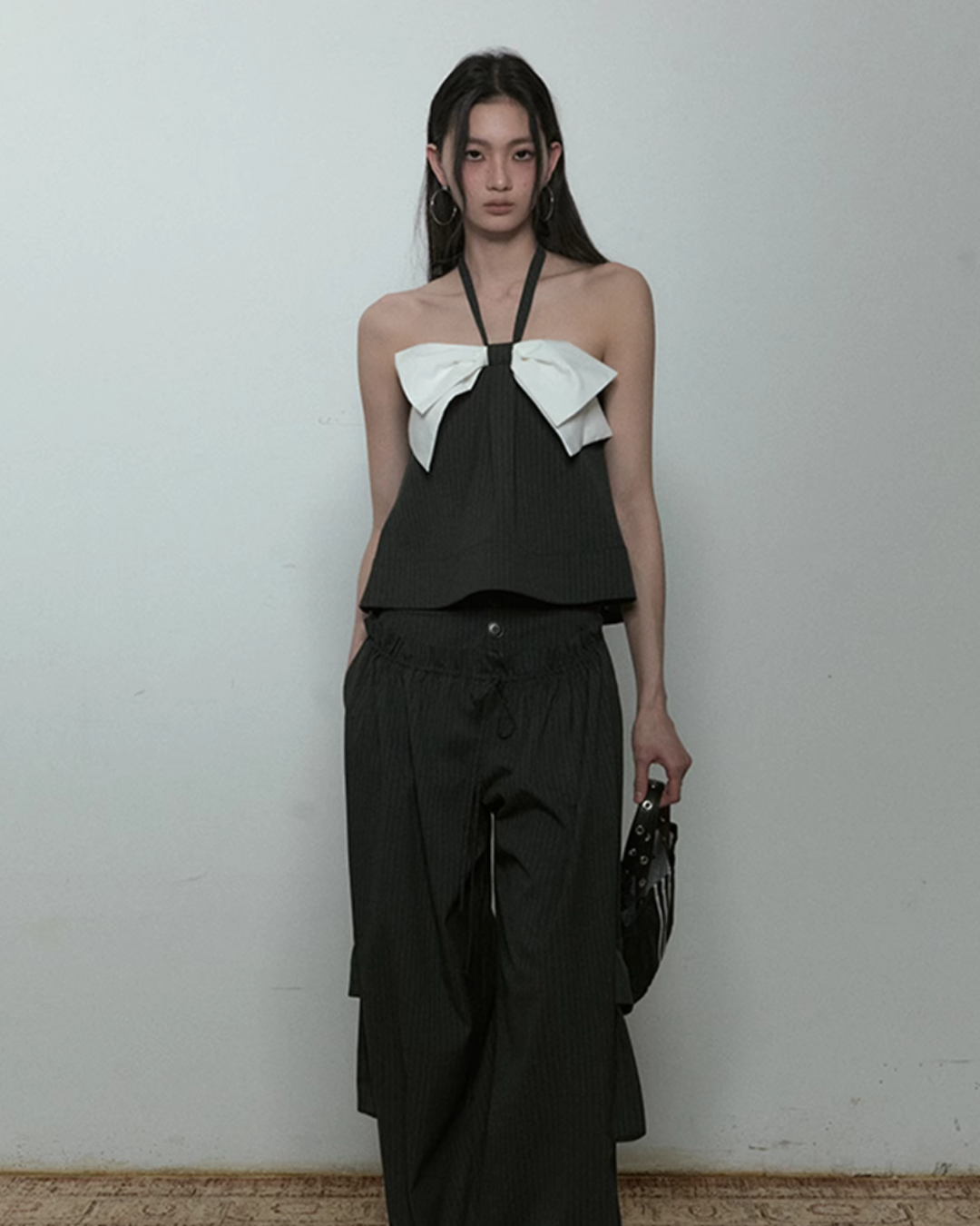 White Ribbon Halterneck Camisole PUC0019