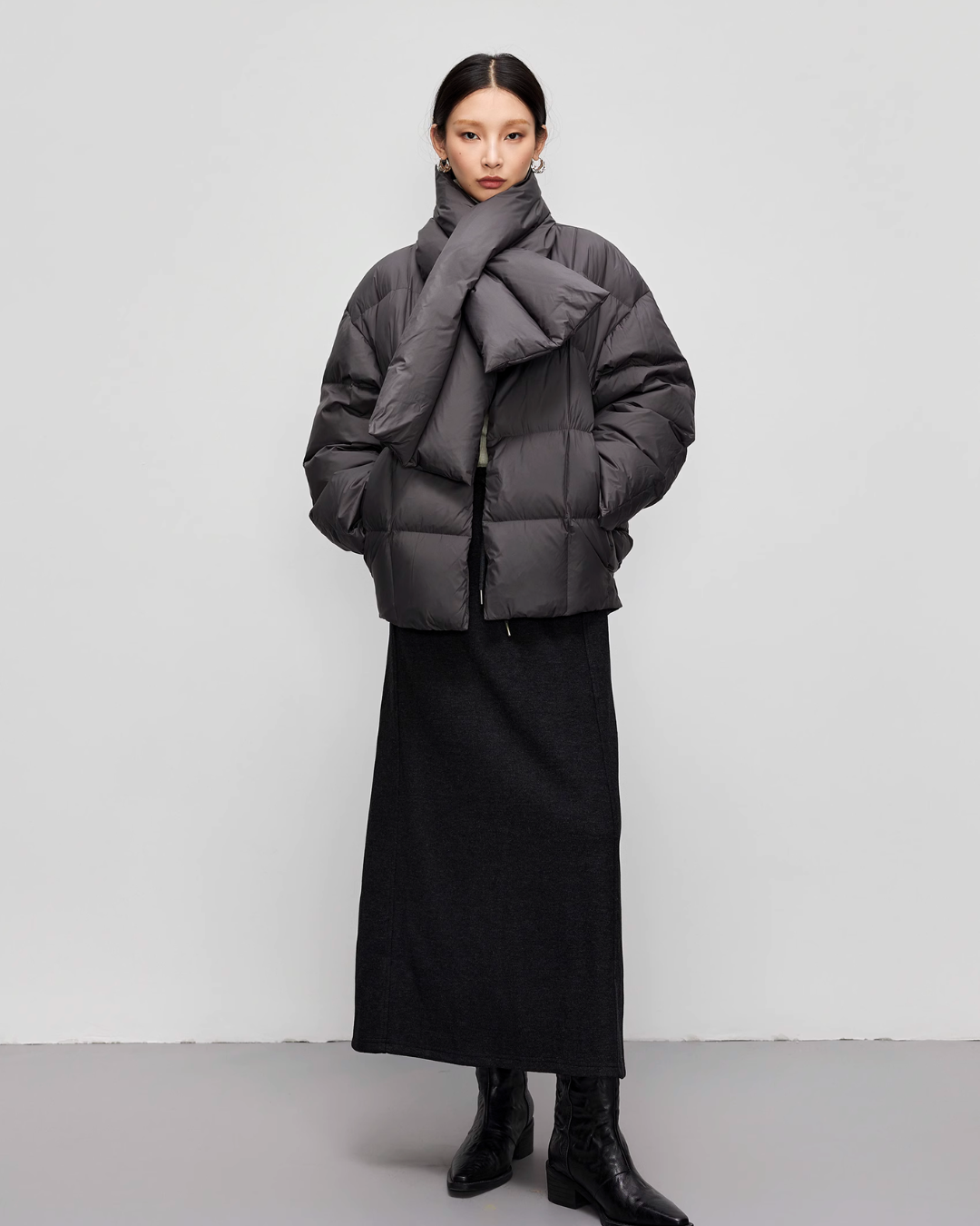 No Collar Down With Muffler Jacket JLC0007