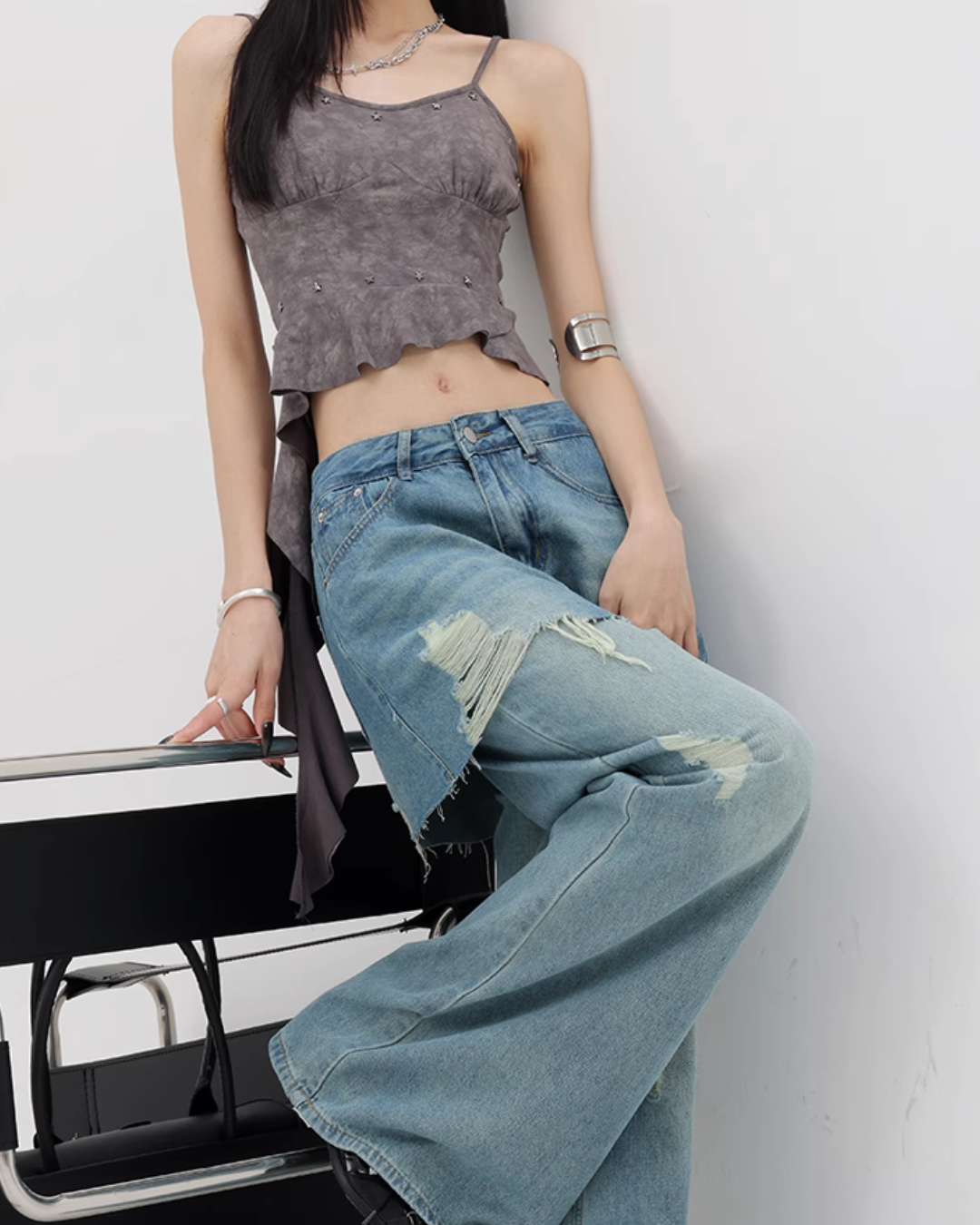 Faux Skirt Denim Pants KNH0012