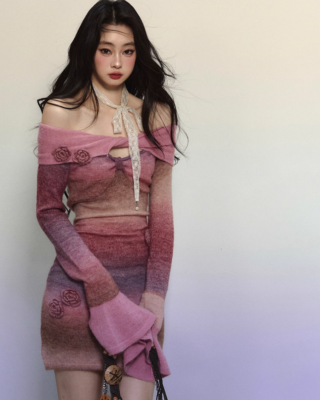 Off Shoulder Gradient Tight Dress LAS0026