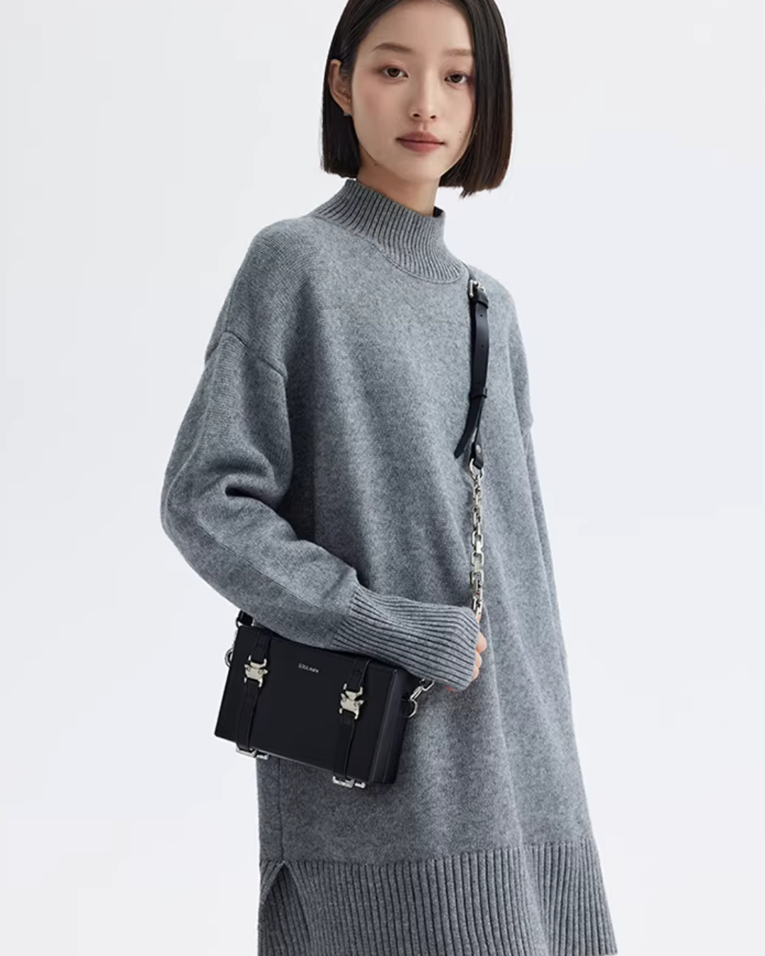 Mock Neck Knit Dress SHN0016