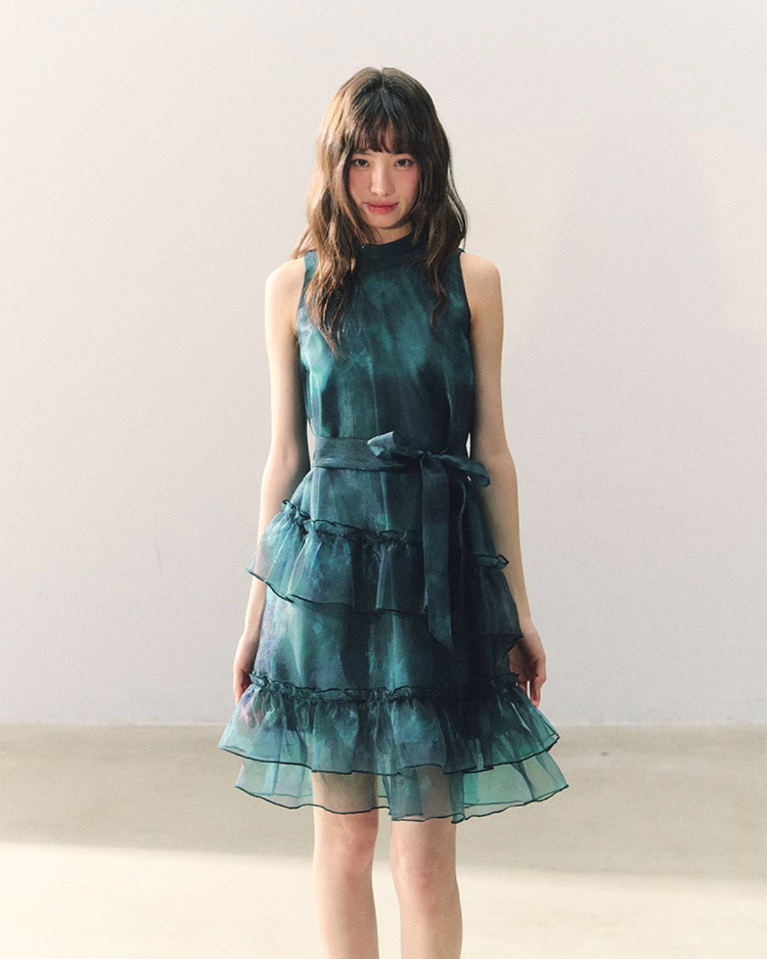 Dark Green Chiffon Dress CAS0005
