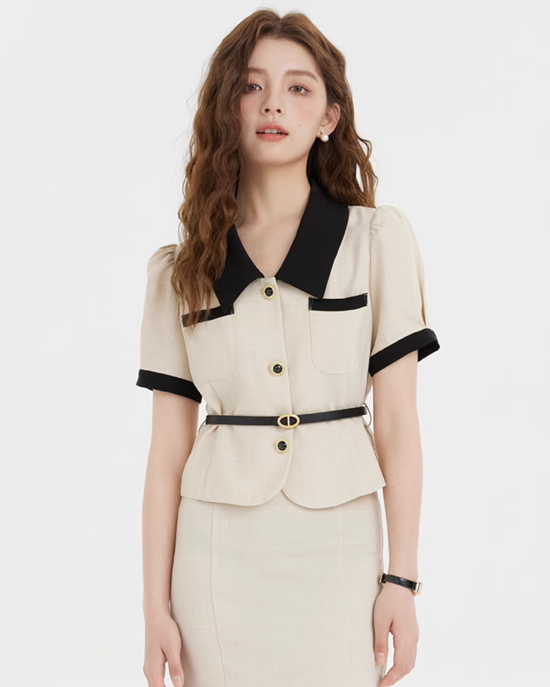 Color Blocked Tops & Line Flare Skirt LSN0002