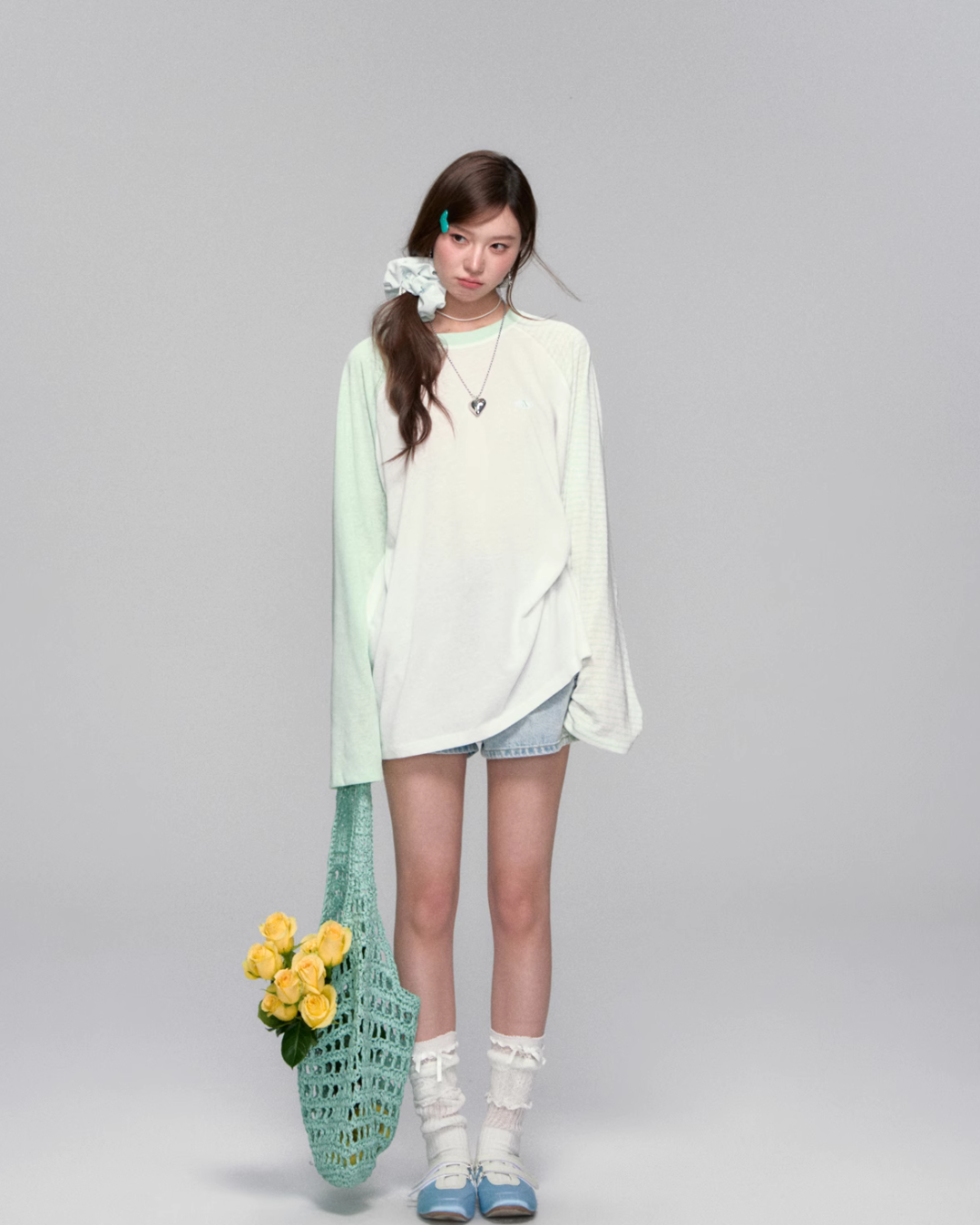 Strip Contrast Raglan Sleeve Tops ASG0046