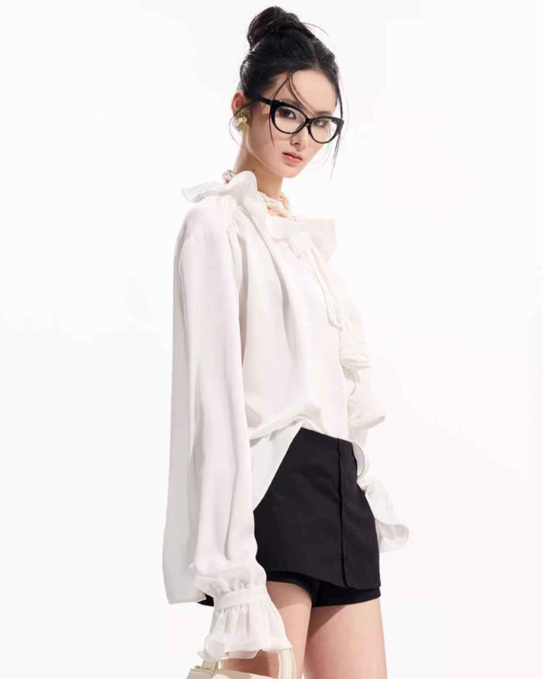 Floral Satin Shirt / Satin Fishtail Skirt TUW0004