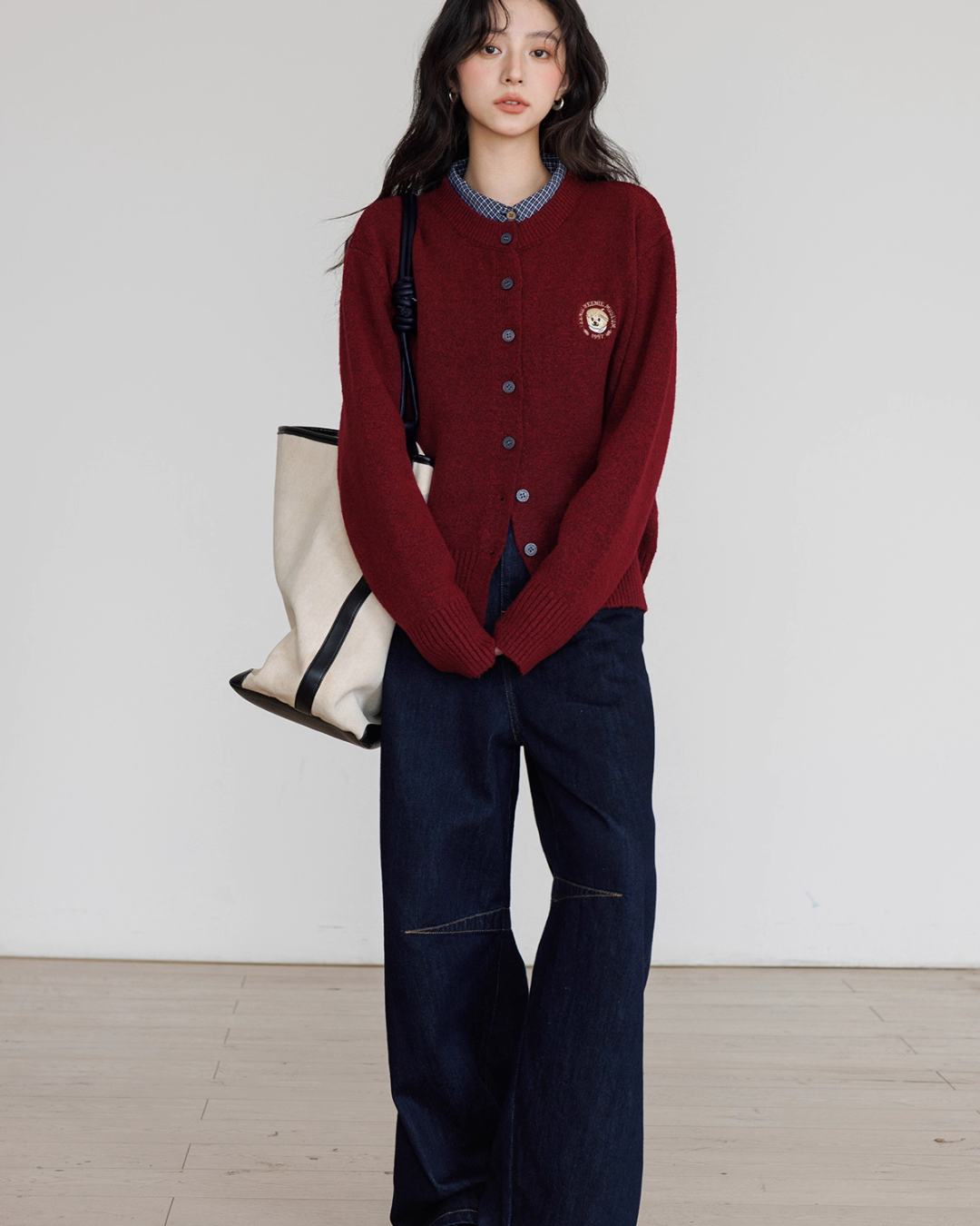 Round Neck Long Sleeve Knit Cardigan VAS0139