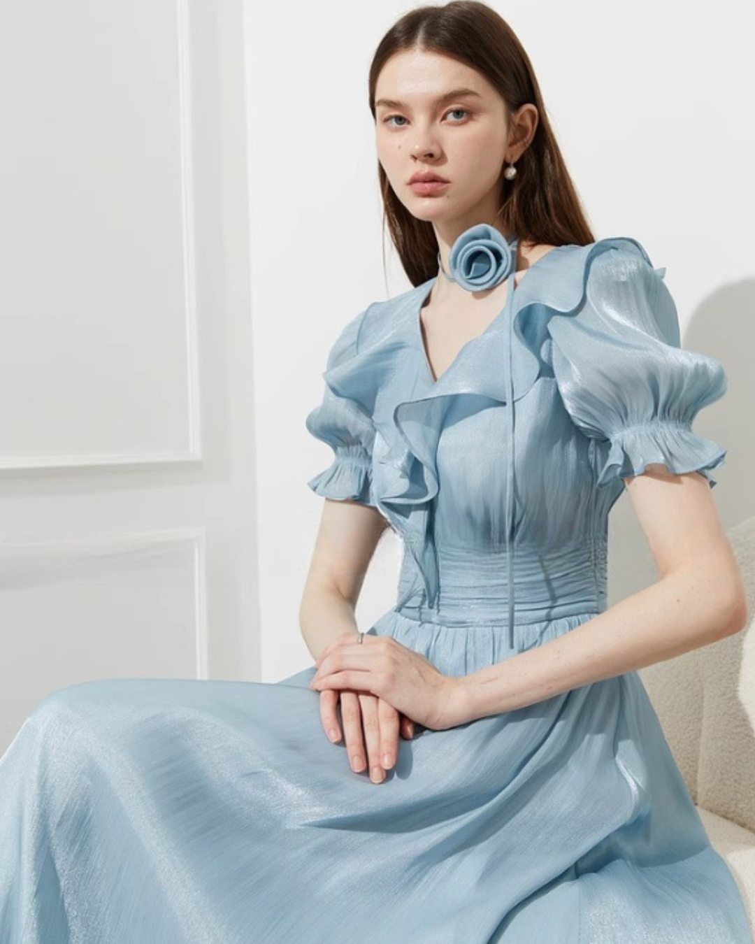 Frilled Collar Formal Dress DPY0035