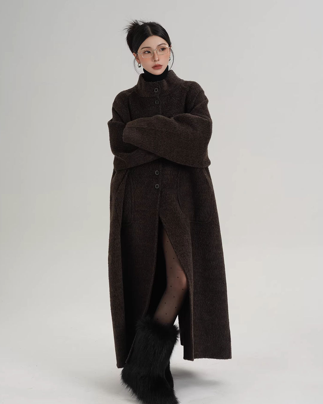 Mock Neck Long Coat SRS0407