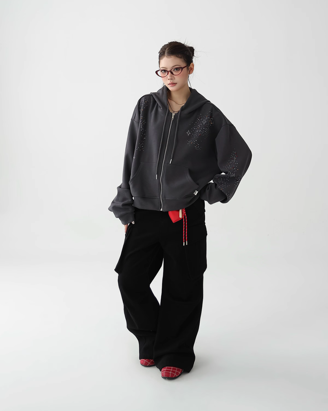 Sequin Embroidered Zip Hoodie ACS0278