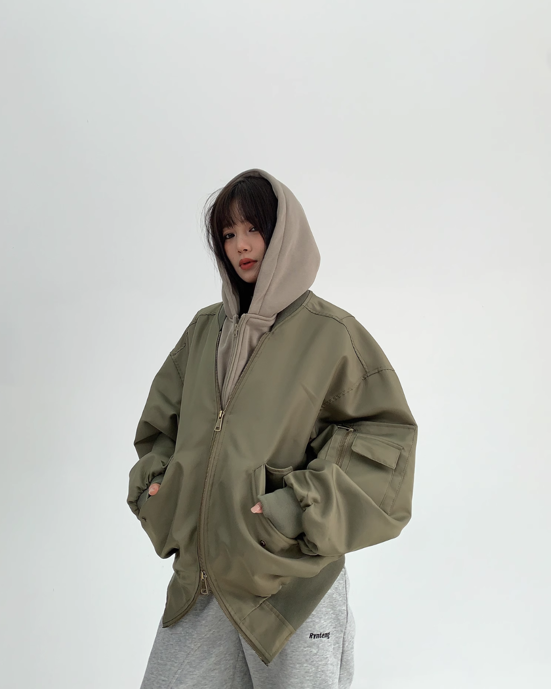 Layered Style Double Zip Hooded Jacket YLS0828