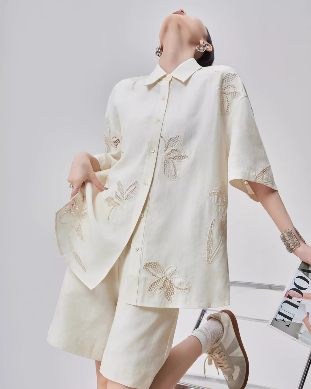 Botanical Embroidery Shirt / Shorts FER0116