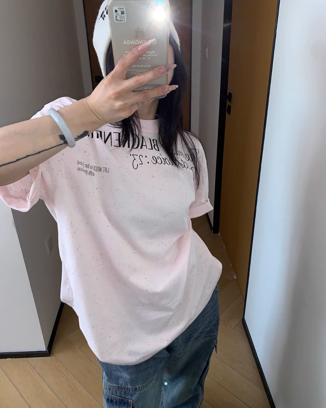 Dot Fabric Print Short Sleeve T-Shirt YLS0838