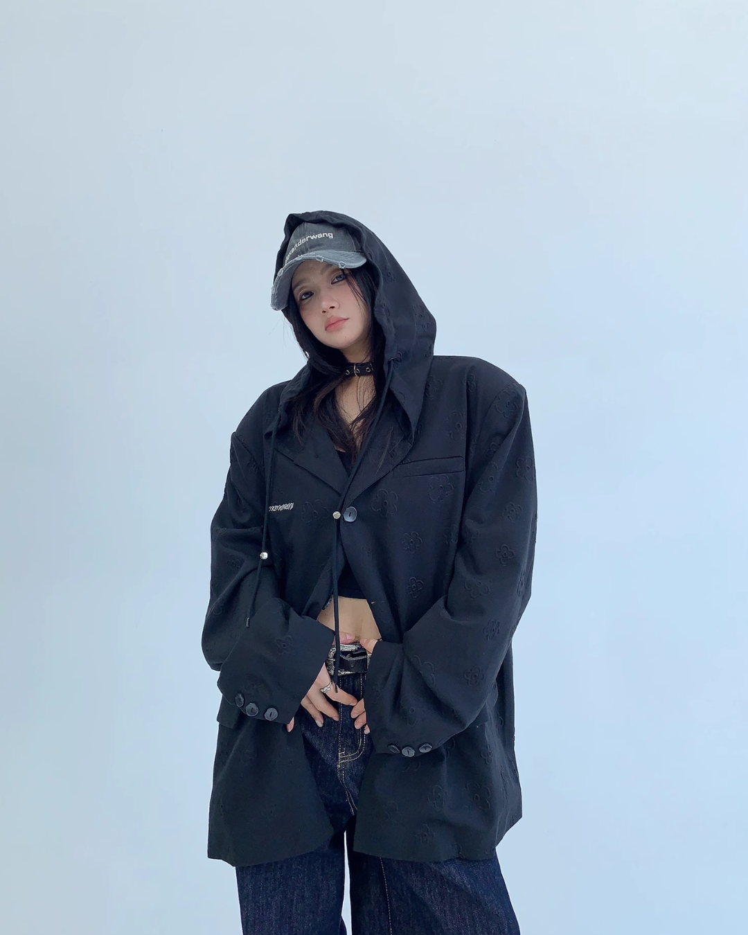 Dark Print Hooded Jacket YLS0446