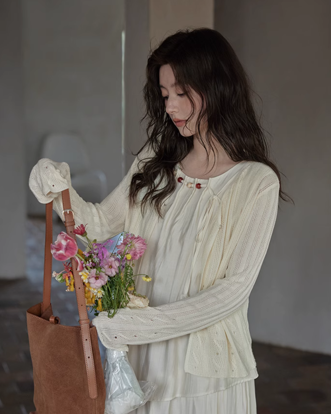 Asymmetrical Tiered Dress / Summer Knit Cardigan SMS0001