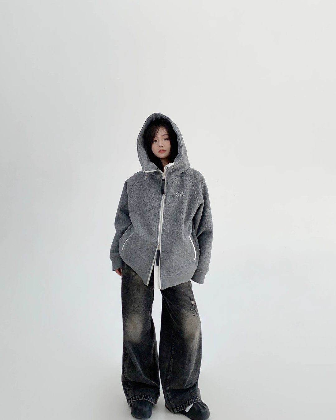 Big Silhouette Pullover Zip Hoodie YLS0769