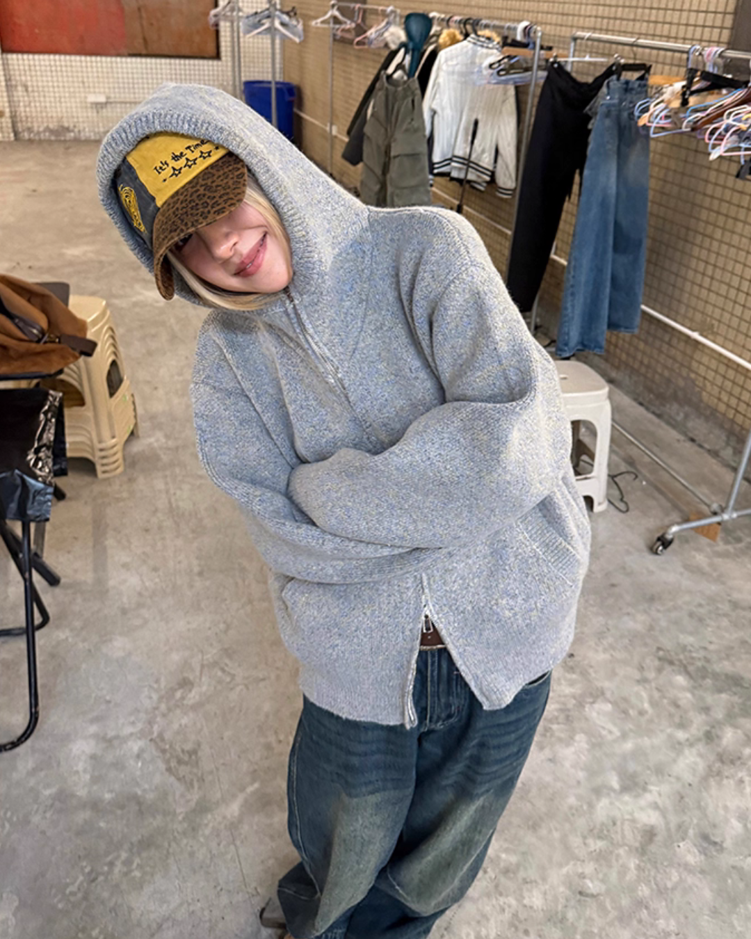 Double Zip Knit Hoodie CYE0027