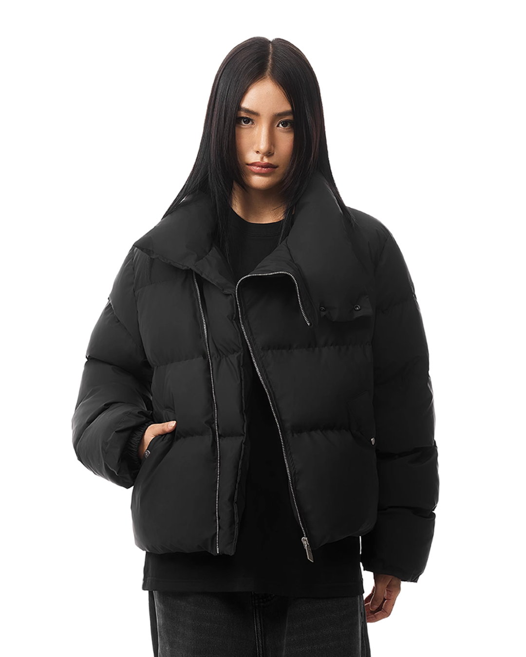 Zipper Stand Collar Short Down Jacket FDR0011