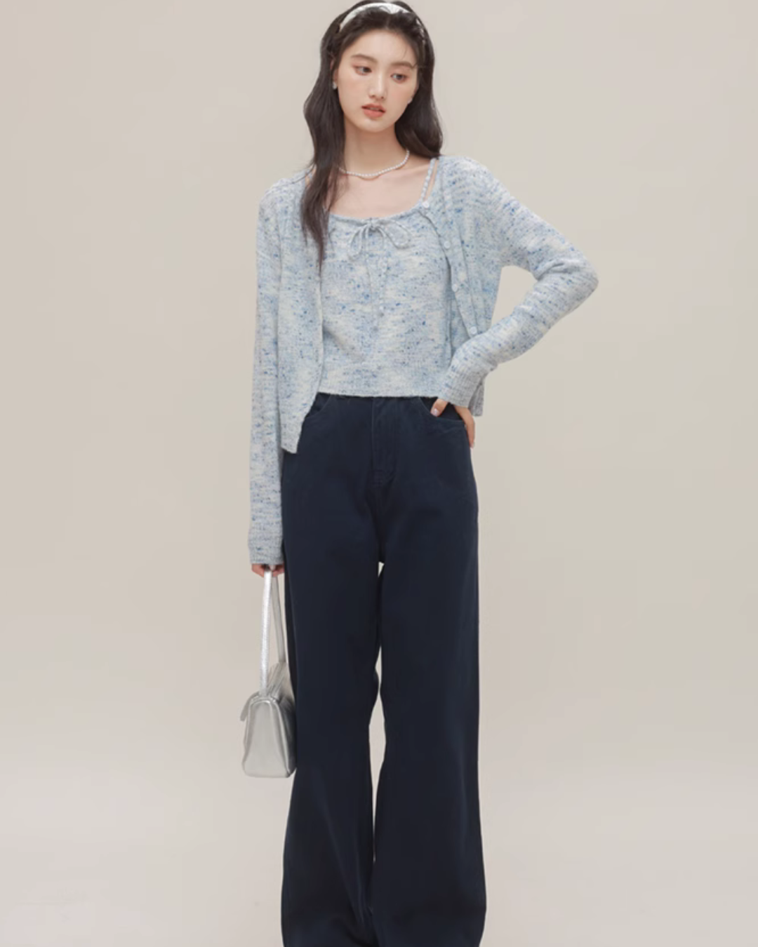 Mix Fancy Knit Cardigan / Knit Camisole CHS0007